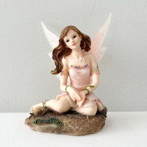 Faerie Glen Fairy Figurine TERRATYME Sitting Pink Fairy Snail FG812 Hand Painted